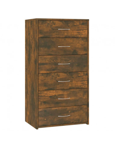 Credenza 6 Cassetti Rovere Fumo 50x34x96cm in Legno Multistrato
