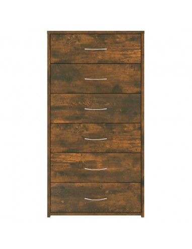 Credenza 6 Cassetti Rovere Fumo 50x34x96cm in Legno Multistrato