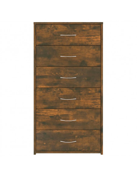 Credenza 6 Cassetti Rovere Fumo 50x34x96cm in Legno Multistrato