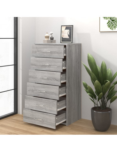Credenza 6 Cassetti Grigio Sonoma 50x34x96 cm Legno Multistrato