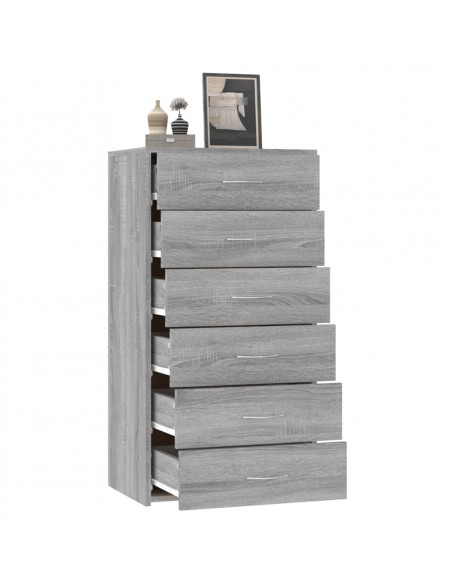 Credenza 6 Cassetti Grigio Sonoma 50x34x96 cm Legno Multistrato