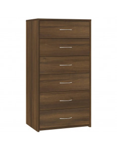 Credenza 6 Cassetti Rovere Marrone 50x34x96cm Legno Multistrato 2