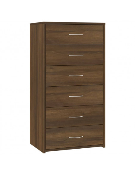 Credenza 6 Cassetti Rovere Marrone 50x34x96cm Legno Multistrato