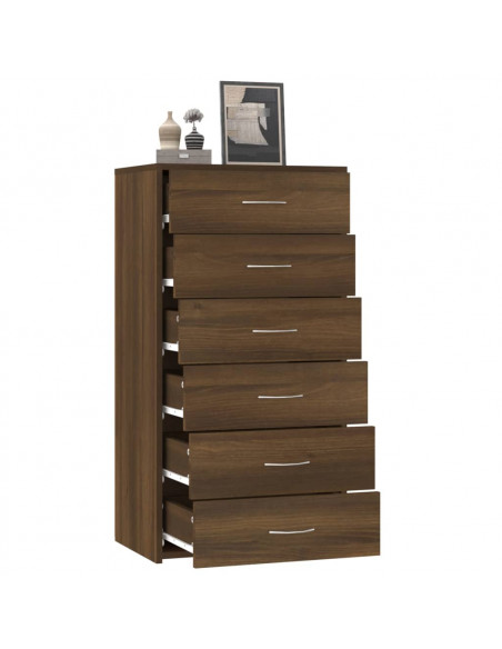 Credenza 6 Cassetti Rovere Marrone 50x34x96cm Legno Multistrato