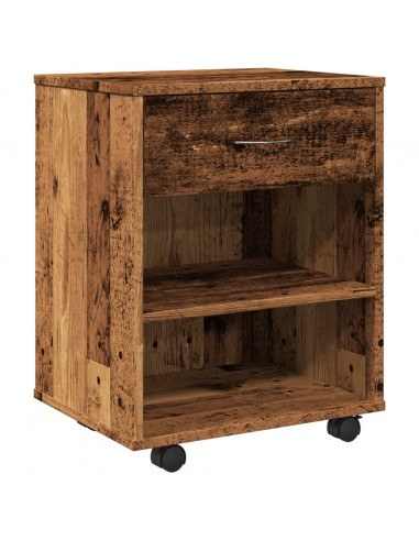 Mobiletto con Ruote Legno Antico 46x36x59 cm in Truciolato