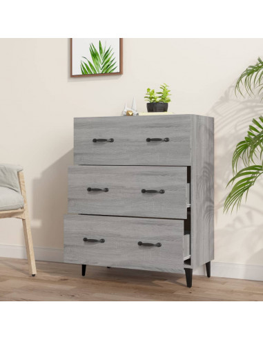 Credenza Grigio Sonoma 69,5x34x90 cm in Legno Multistrato