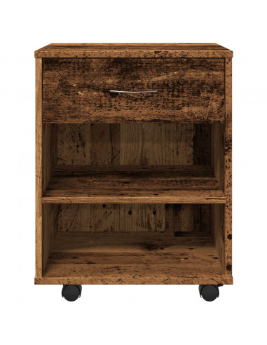 Mobiletto con Ruote Legno Antico 46x36x59 cm in Truciolato