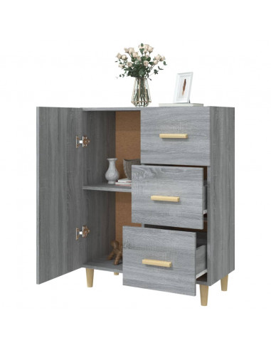 Credenza Grigio Sonoma 69,5x34x90 cm in Legno Multistrato