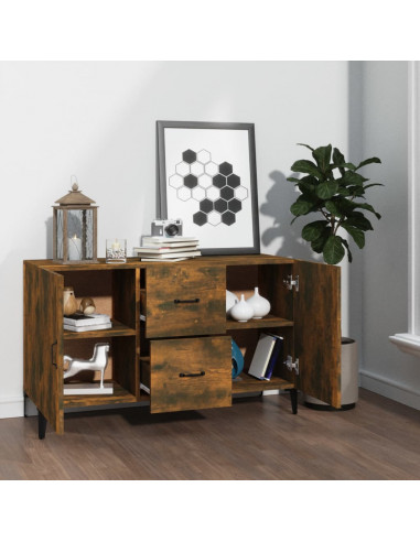 Credenza Rovere Fumo 100x36x60 cm in Legno Multistrato