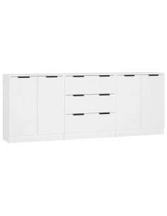 Credenze 3 pz Bianche in Legno Multistrato 2