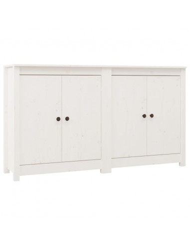 Credenze 2 pz Bianco 70x35x80 cm in Legno Massello di Pino