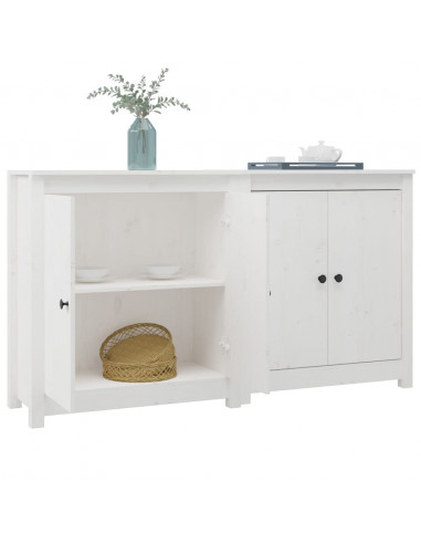 Credenze 2 pz Bianco 70x35x80 cm in Legno Massello di Pino