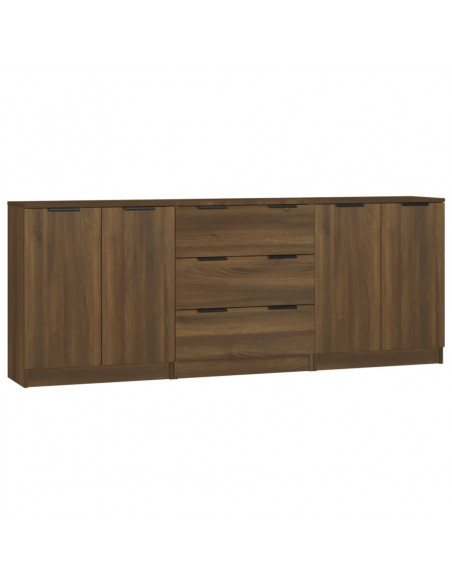 Credenze 3 pz Rovere Marrone in Legno Multistrato