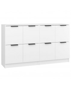 Credenze 2 pz Bianco 60x30x70 cm in Legno Multistrato 2