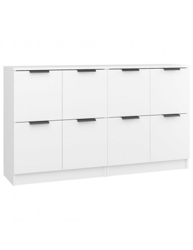 Credenze 2 pz Bianco 60x30x70 cm in Legno Multistrato