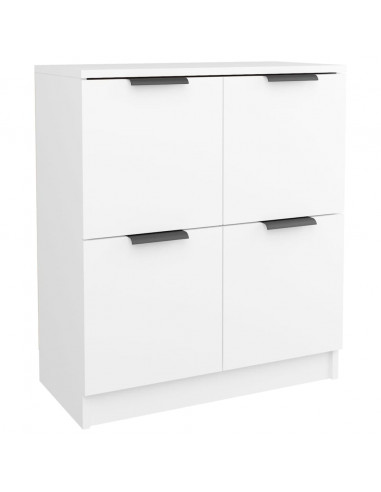 Credenze 2 pz Bianco 60x30x70 cm in Legno Multistrato