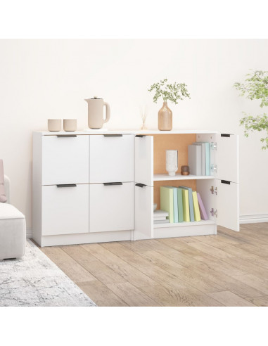 Credenze 2 pz Bianco 60x30x70 cm in Legno Multistrato