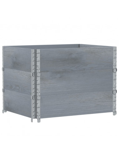 Paretali per Pallet 3pz Grigi 80x60cm in Legno Massello di Pino