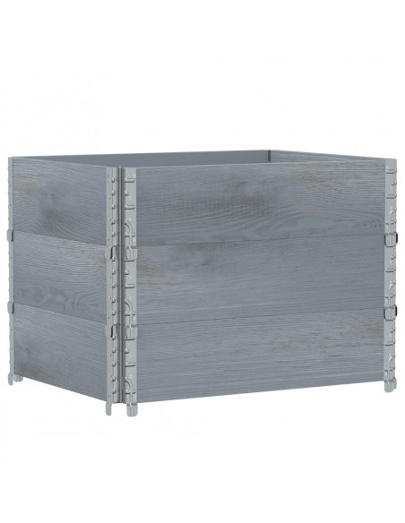 Paretali per Pallet 3pz Grigi 80x60cm in Legno Massello di Pino
