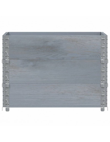 Paretali per Pallet 3pz Grigi 80x60cm in Legno Massello di Pino
