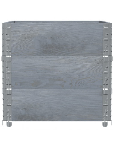 Paretali per Pallet 3pz Grigi 80x60cm in Legno Massello di Pino