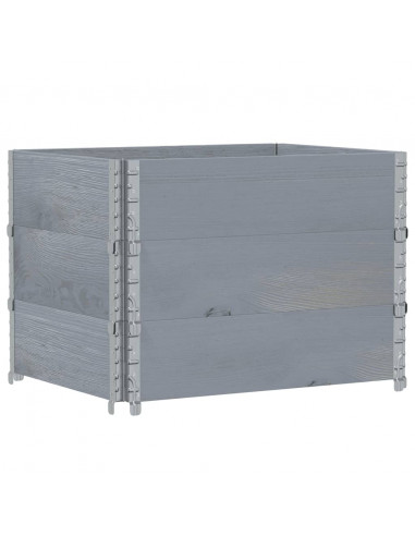 Paretali per Pallet 3pz Grigi 80x60cm in Legno Massello di Pino