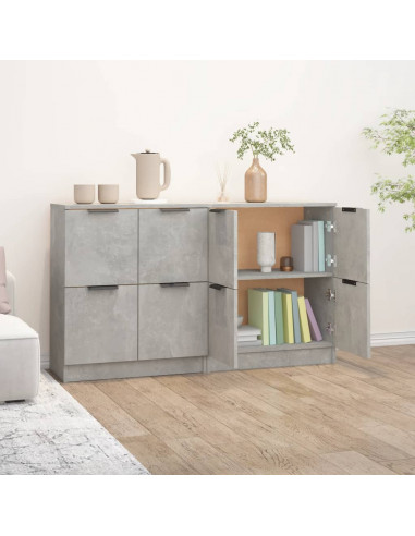 Credenze 2 pz Grigio Cemento 60x30x70 cm in Legno Multistrato