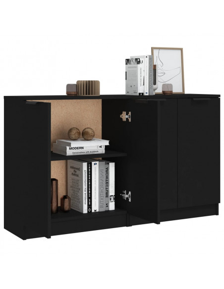 Credenze 2 pz Nere 60x30x70 cm in Legno Multistrato