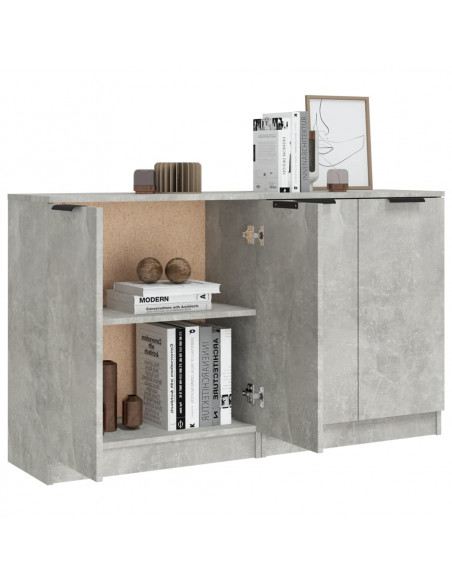 Credenze 2 pz Grigio Cemento 60x30x70 cm in Legno Multistrato