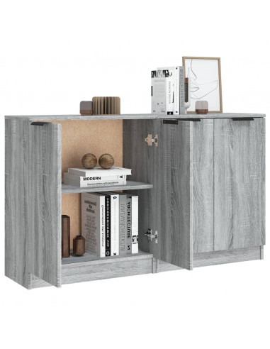 Credenze 2 pz Grigio Sonoma 60x30x70 cm in Legno Multistrato