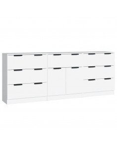 Credenze 3 pz Bianche in Legno Multistrato 2