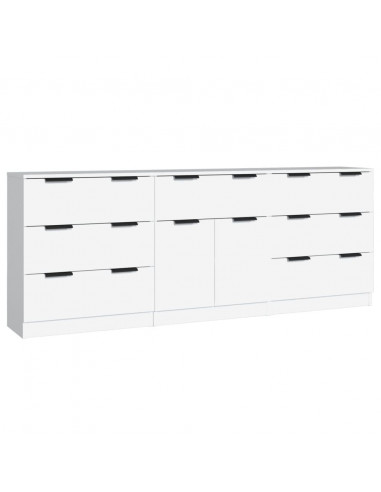 Credenze 3 pz Bianche in Legno Multistrato