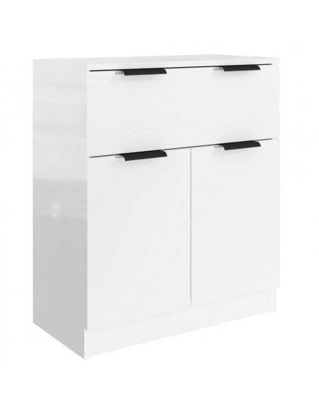 Credenze 3 pz Bianco Lucido in Legno Multistrato