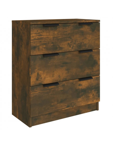 Credenze 3 pz Rovere Fumo in Legno Multistrato