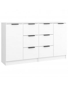 Credenze 2 pz Bianche 60x30x70 cm in Legno Multistrato 2