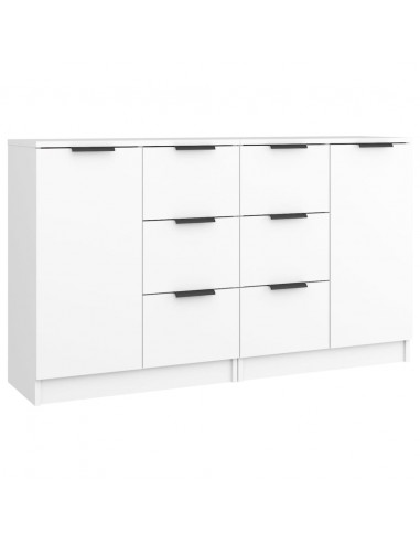 Credenze 2 pz Bianche 60x30x70 cm in Legno Multistrato