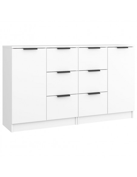 Credenze 2 pz Bianche 60x30x70 cm in Legno Multistrato