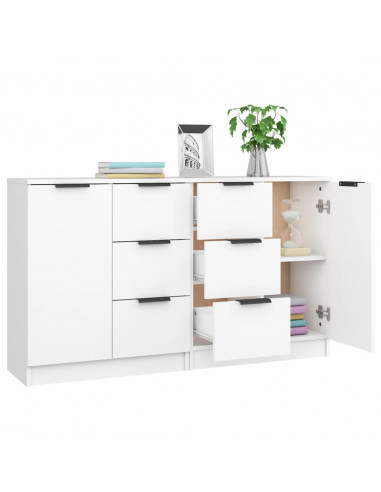 Credenze 2 pz Bianche 60x30x70 cm in Legno Multistrato