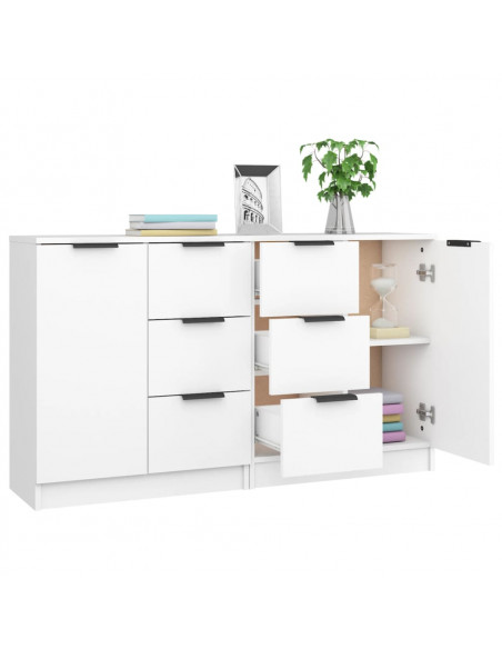 Credenze 2 pz Bianche 60x30x70 cm in Legno Multistrato