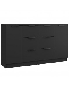 Credenze 2 pz Nere 60x30x70 cm in Legno Multistrato 2
