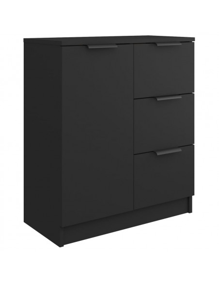 Credenze 2 pz Nere 60x30x70 cm in Legno Multistrato