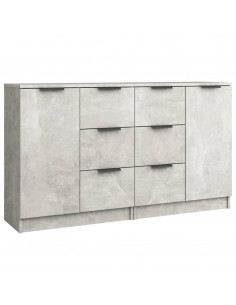 Credenze 2 pz Grigio Cemento 60x30x70 cm in Legno Multistrato 2