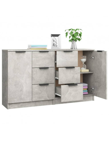 Credenze 2 pz Grigio Cemento 60x30x70 cm in Legno Multistrato