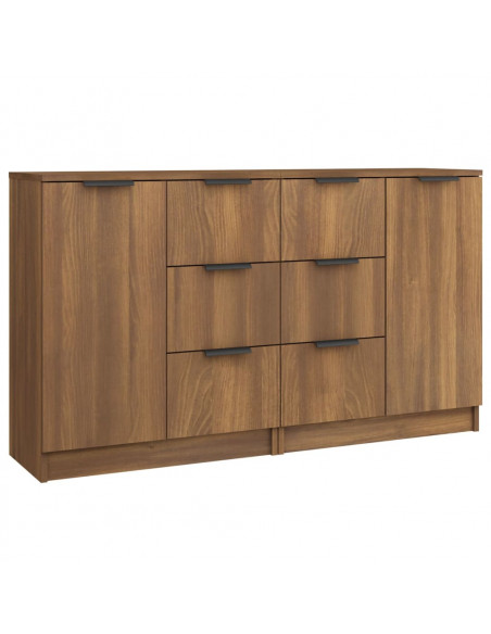 Credenze 2 pz Rovere Marrone 60x30x70 cm in Legno Multistrato