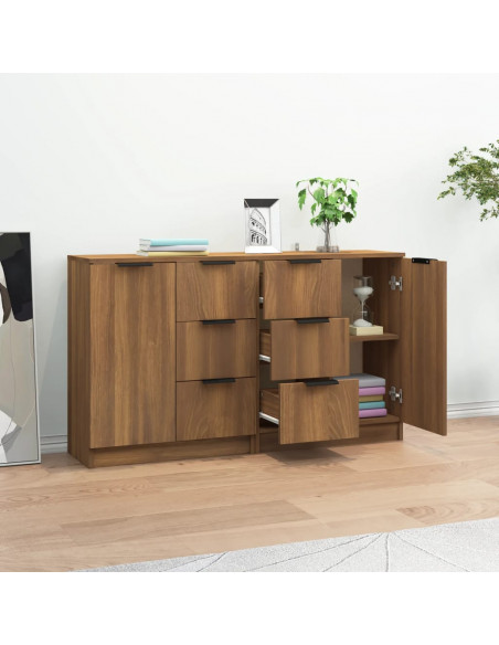 Credenze 2 pz Rovere Marrone 60x30x70 cm in Legno Multistrato