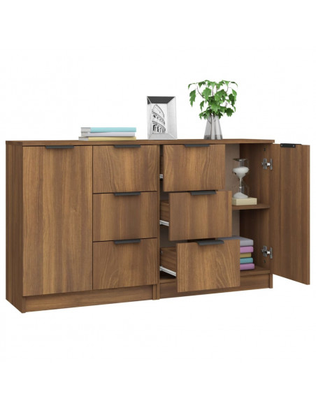 Credenze 2 pz Rovere Marrone 60x30x70 cm in Legno Multistrato