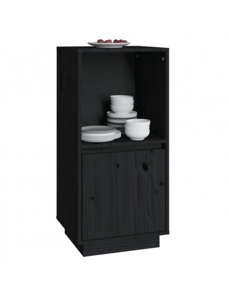 Credenza Nera 38x35x80 cm in Legno Massello di Pino