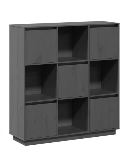 Credenza Grigia 110,5x35x117 cm in Legno Massello di Pino