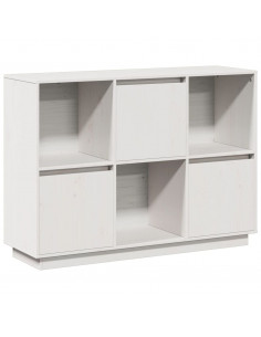 Credenza Bianca 110,5x35x80 cm in Legno Massello di Pino 2