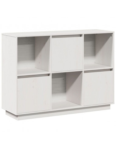 Credenza Bianca 110,5x35x80 cm in Legno Massello di Pino